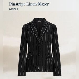 Lauren Ralph Lauren Black Pinstripe Linen Blazer